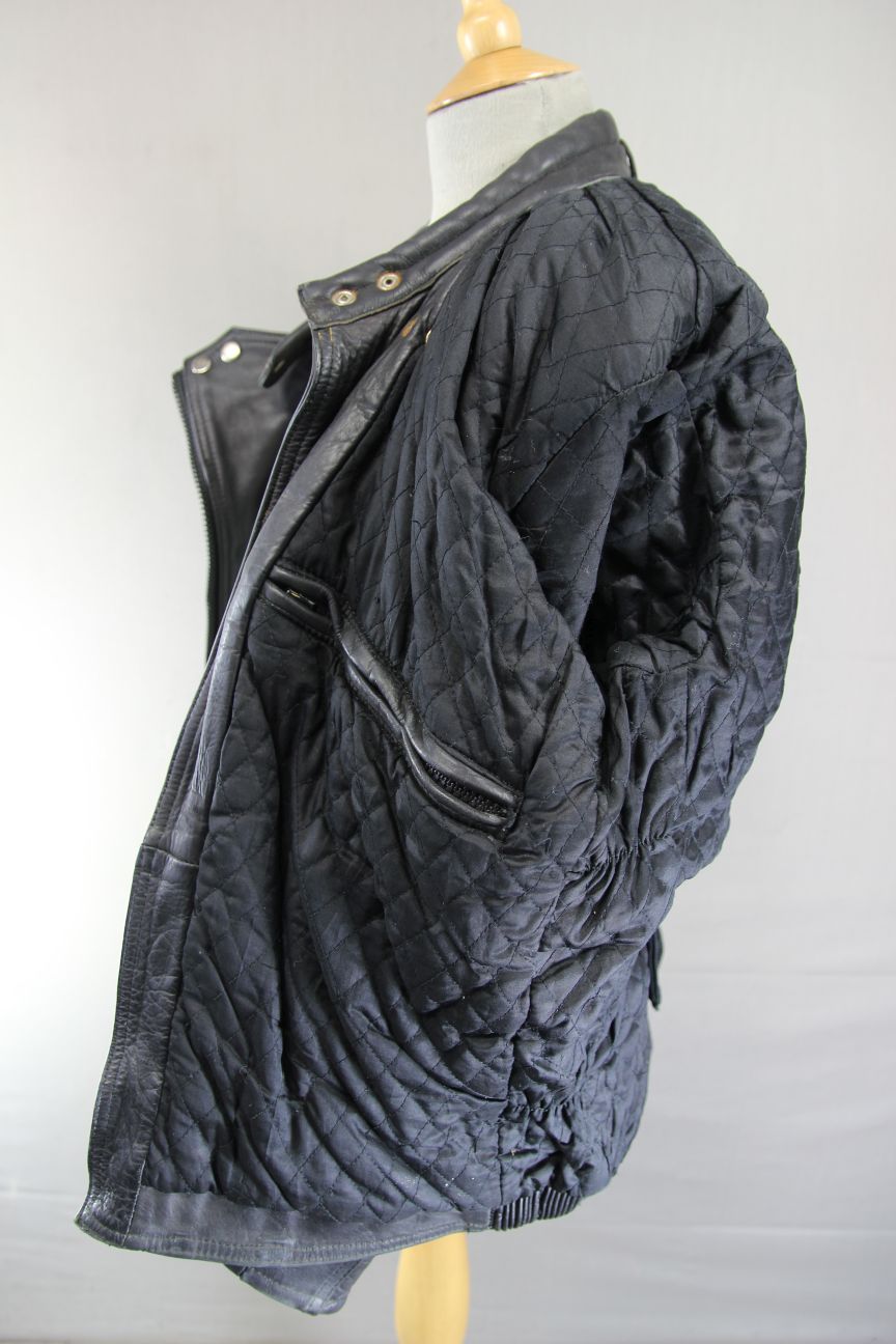 CLASSIC JTS BLACK LEATHER THINSULATE 3M THERMAL LINED BIKER JACKET 40-42 INCH