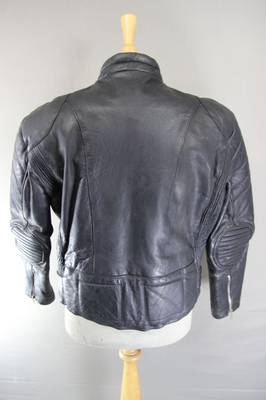 CLASSIC BLL BLACK COWHIDE LEATHER BIKER JACKET 42 INCH