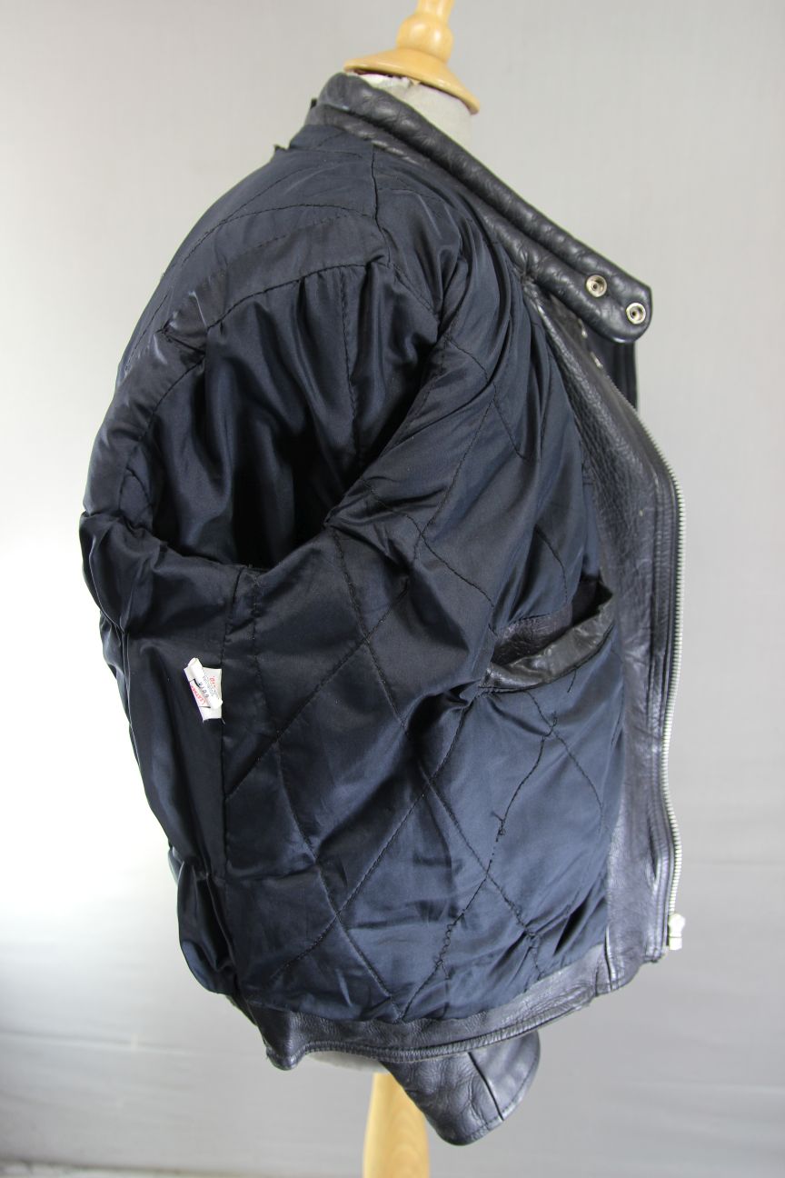 CLASSIC BLL BLACK COWHIDE LEATHER BIKER JACKET 42 INCH