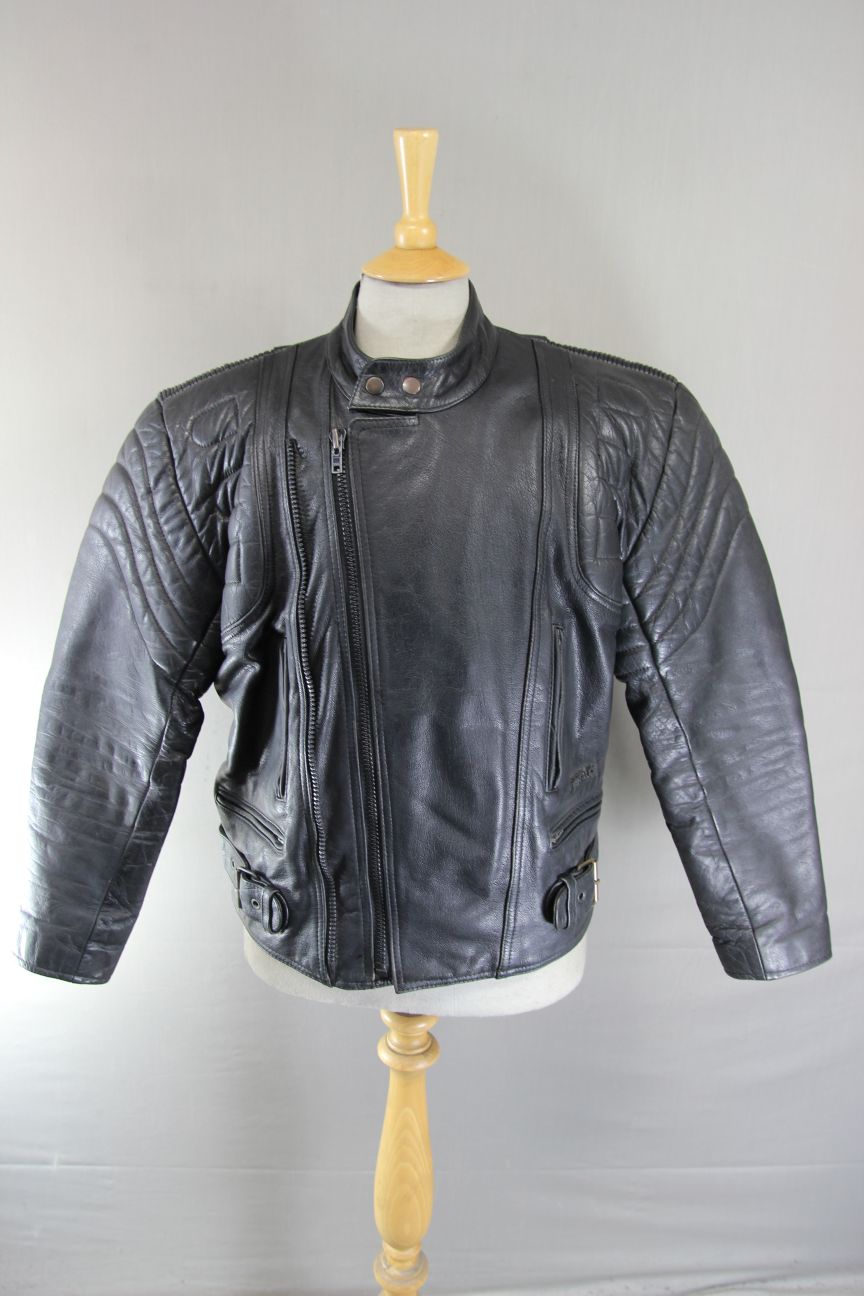 CLASSIC BUFFALO BLACK LEATHER BIKER JACKET 40-42 INCH