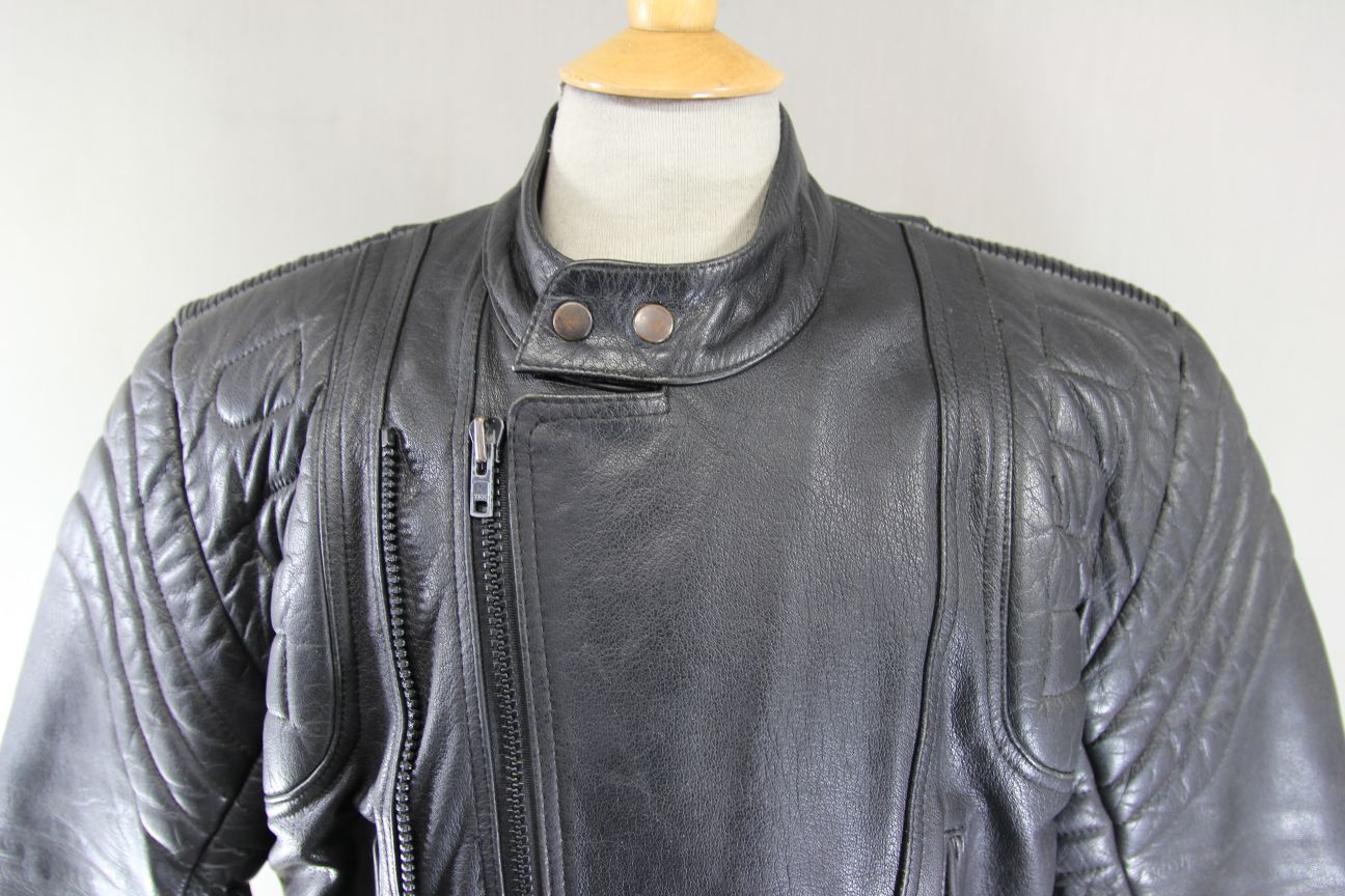 CLASSIC BUFFALO BLACK LEATHER BIKER JACKET 40-42 INCH
