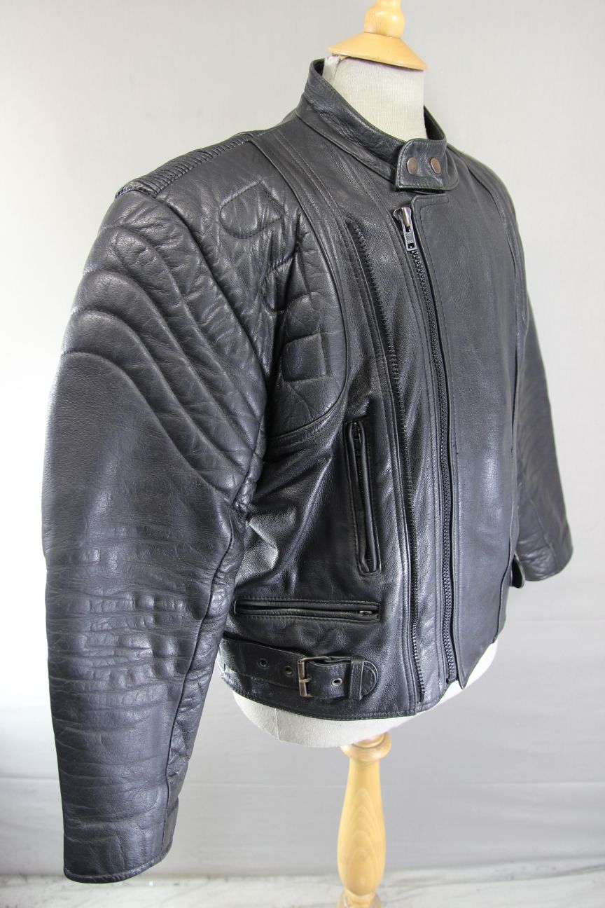 CLASSIC BUFFALO BLACK LEATHER BIKER JACKET 40-42 INCH
