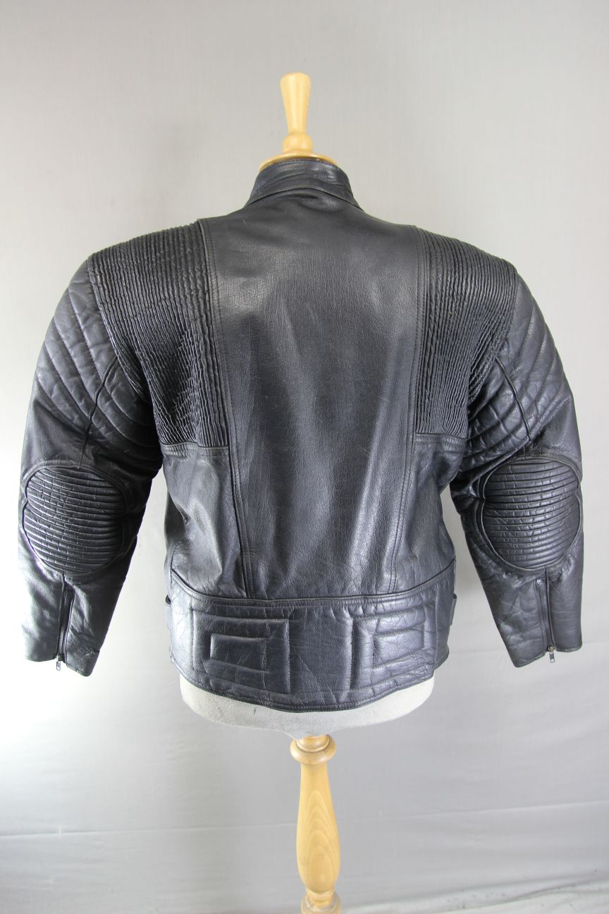 CLASSIC BUFFALO BLACK LEATHER BIKER JACKET 40-42 INCH