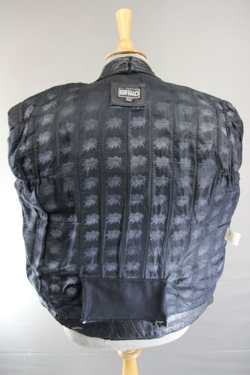 CLASSIC BUFFALO BLACK LEATHER BIKER JACKET 40-42 INCH