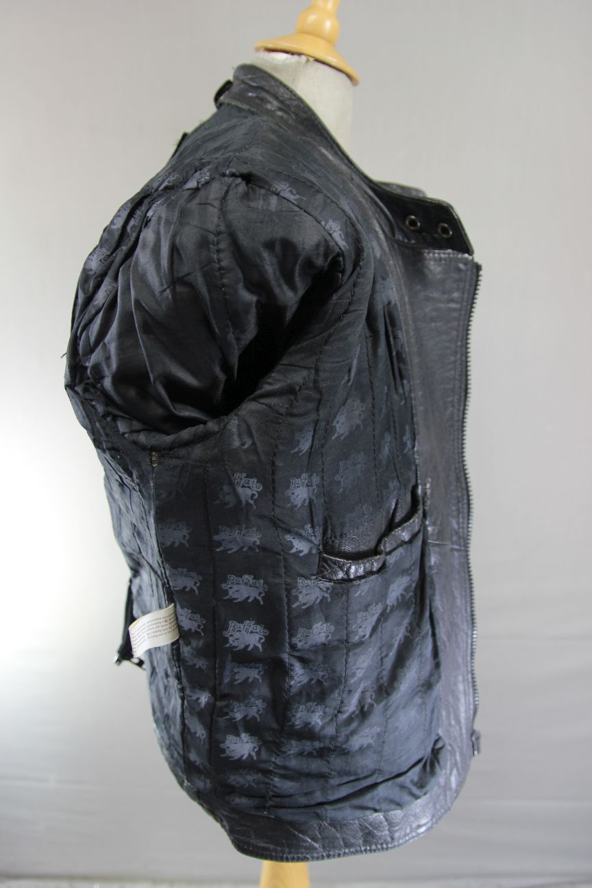 CLASSIC BUFFALO BLACK LEATHER BIKER JACKET 40-42 INCH