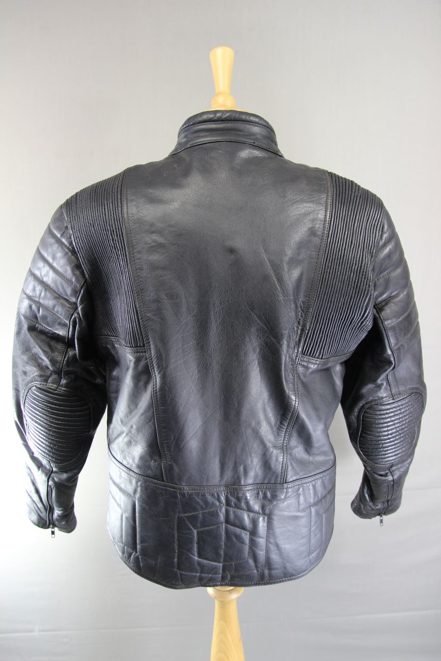 CLASSIC JT'S BLACK LEATHER BIKER JACKET 42-44 INCH