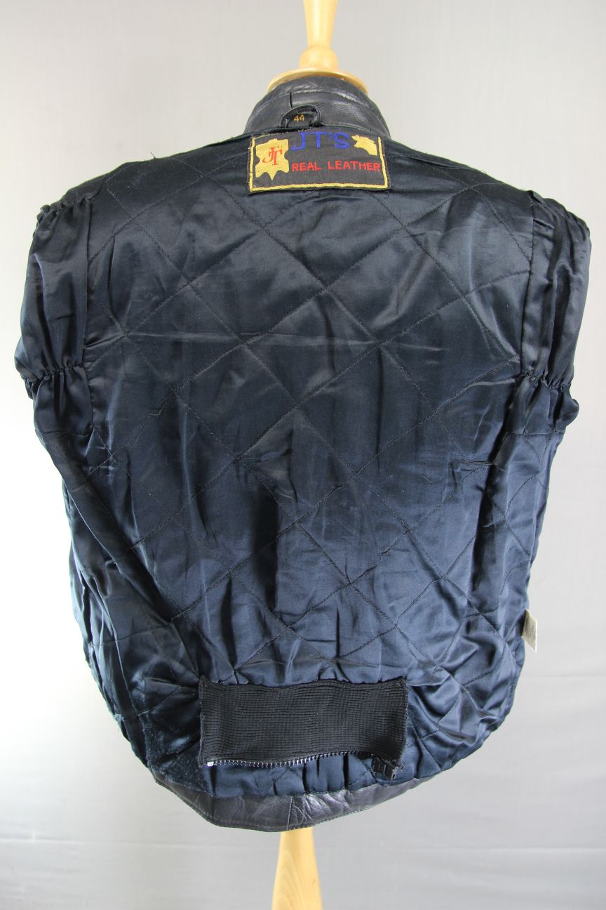 CLASSIC JT'S BLACK LEATHER BIKER JACKET 42-44 INCH