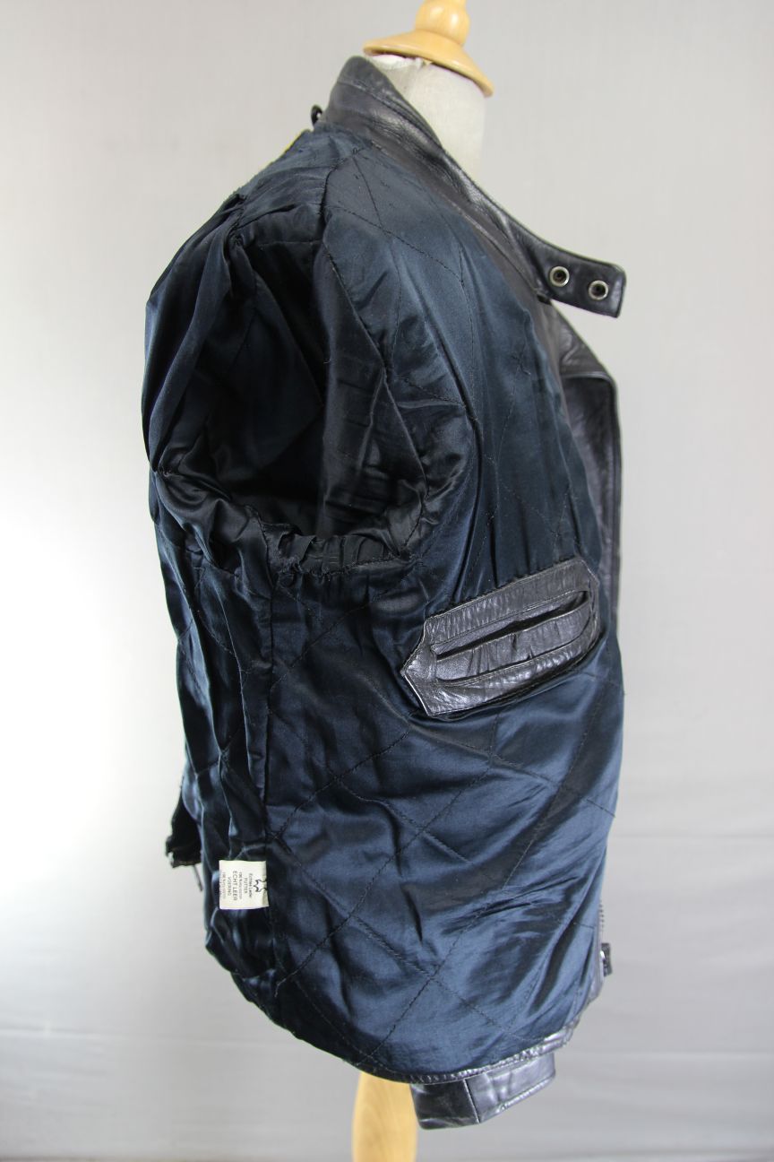 CLASSIC JT'S BLACK LEATHER BIKER JACKET 42-44 INCH