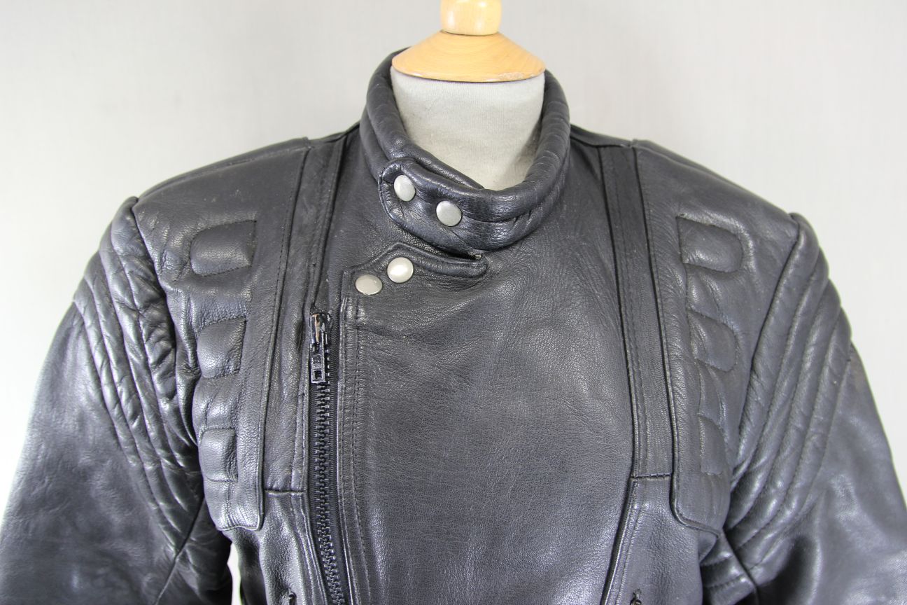 CLASSIC J&S BLACK LEATHER BIKER JACKET 38-40 INCH