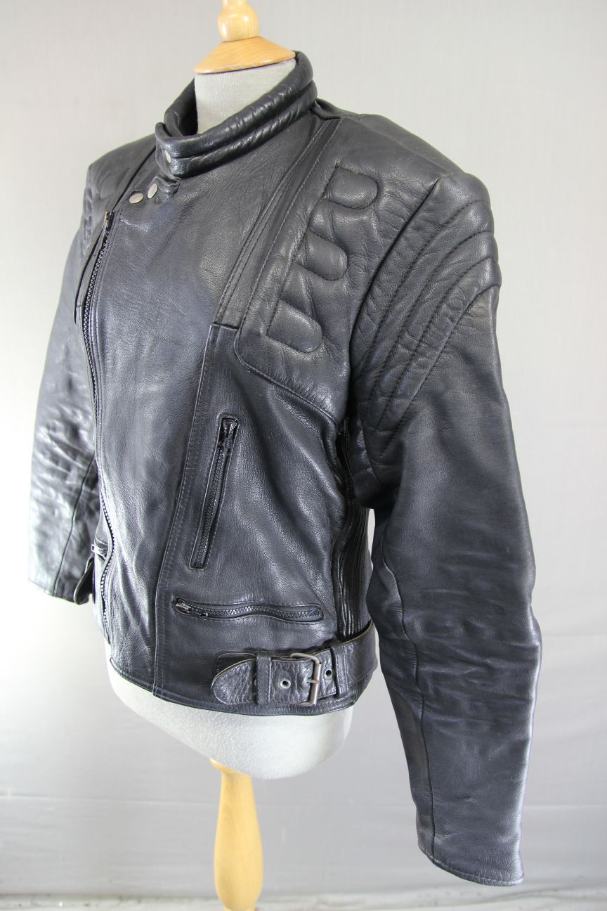 CLASSIC J&S BLACK LEATHER BIKER JACKET 38-40 INCH