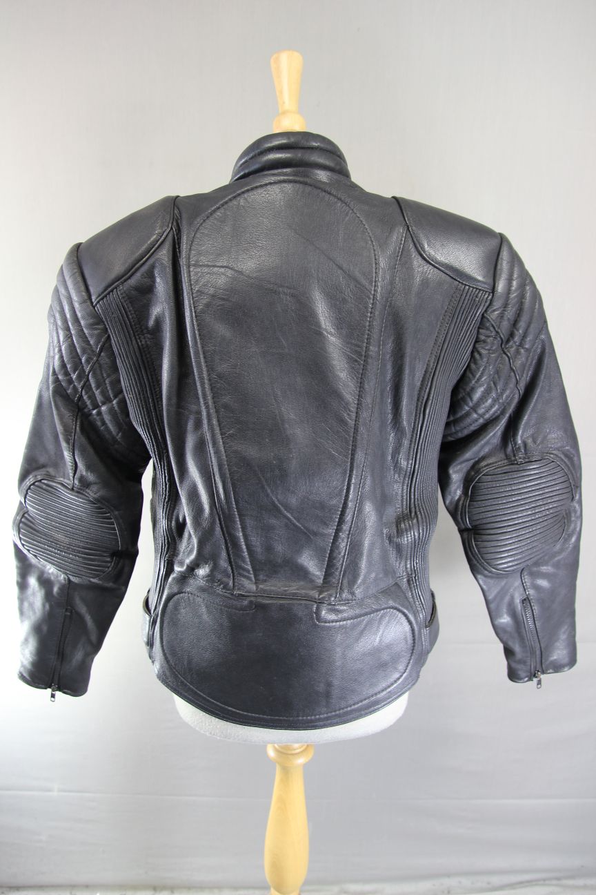 CLASSIC J&S BLACK LEATHER BIKER JACKET 38-40 INCH