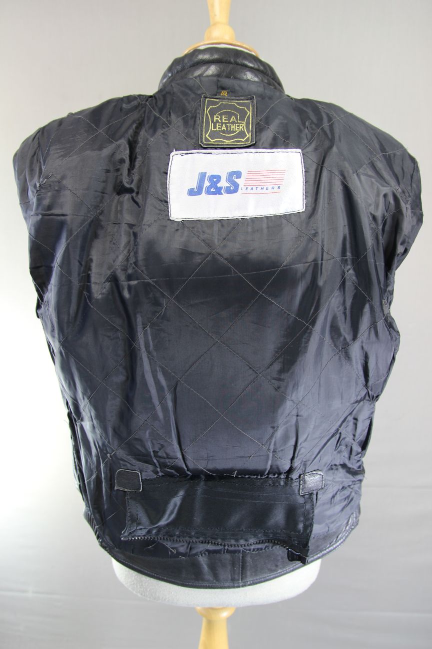 CLASSIC J&S BLACK LEATHER BIKER JACKET 38-40 INCH