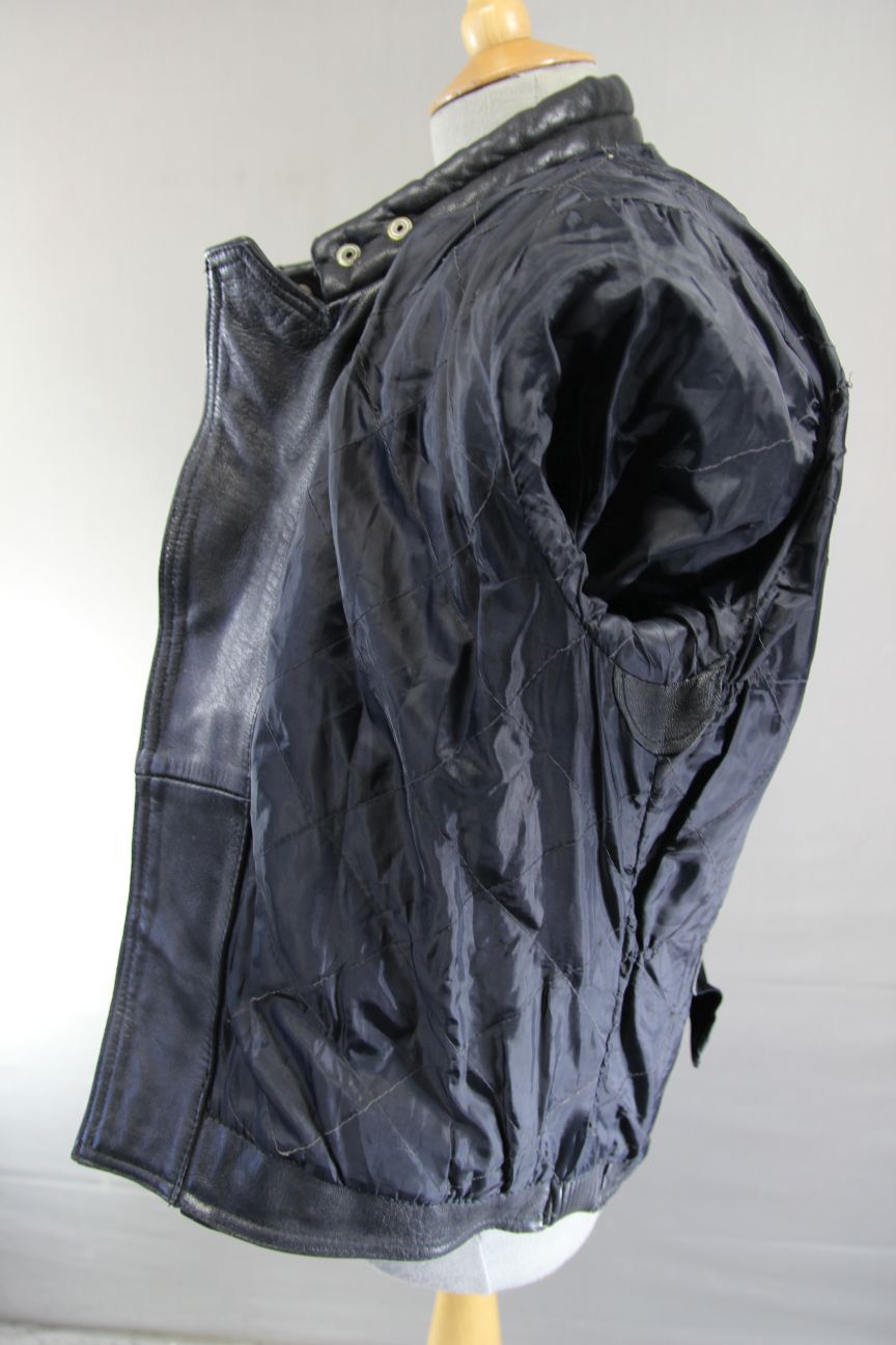 CLASSIC J&S BLACK LEATHER BIKER JACKET 38-40 INCH