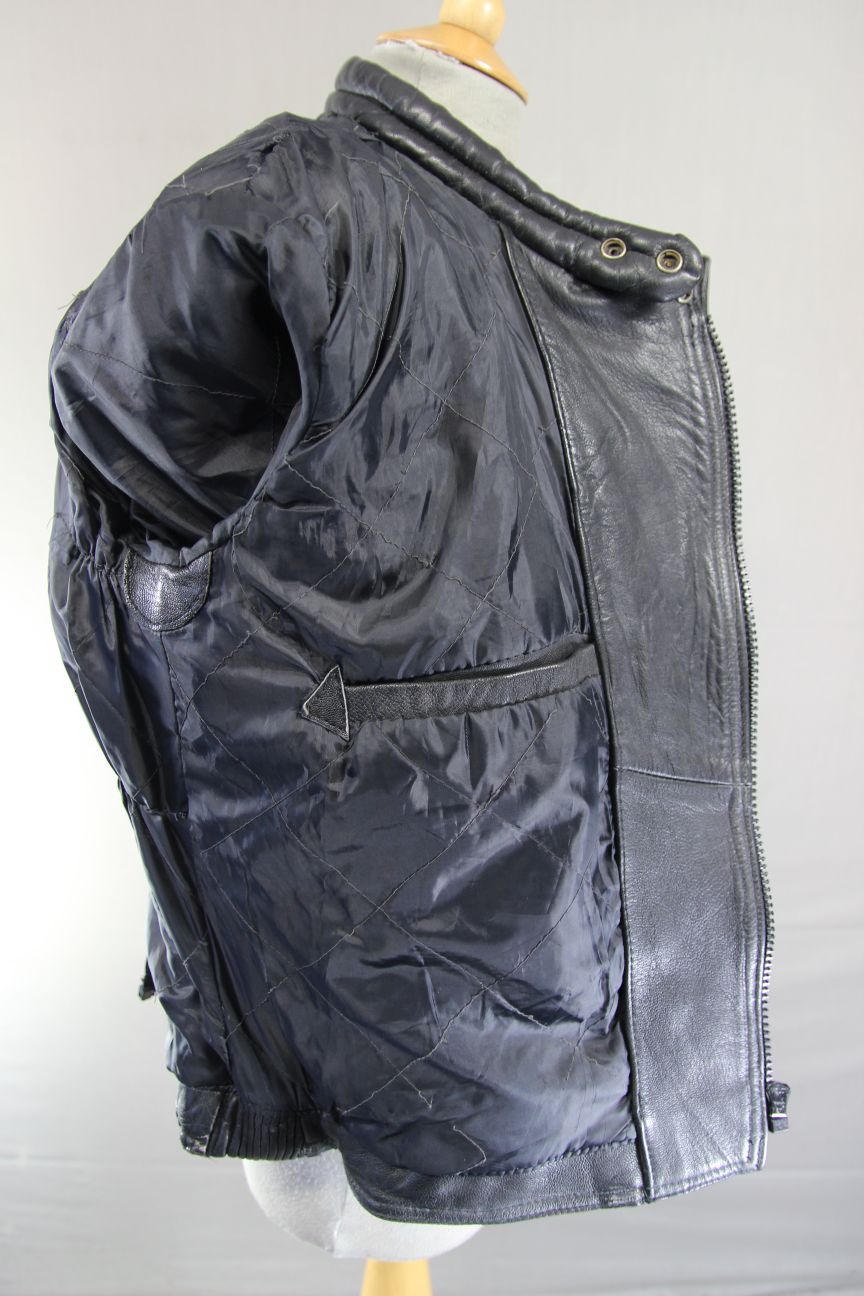 CLASSIC J&S BLACK LEATHER BIKER JACKET 38-40 INCH