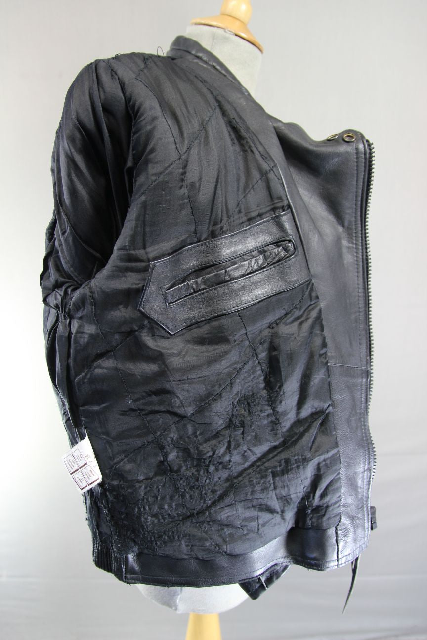 BLL SHEEP LAND CLASSIC BLACK LEATHER BIKER JACKET 38 INCH