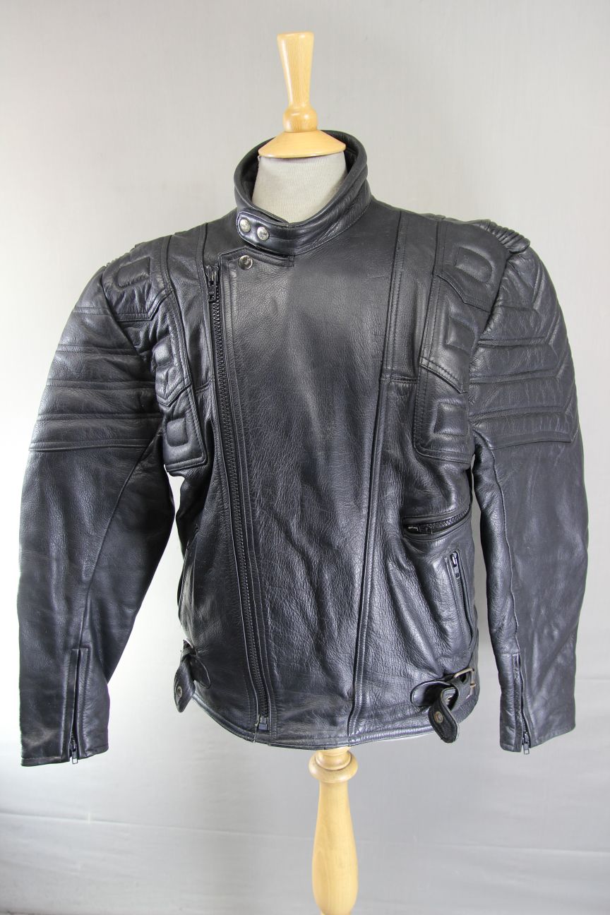 CLASSIC BLACK LEATHER BIKER JACKET 42-44 INCH