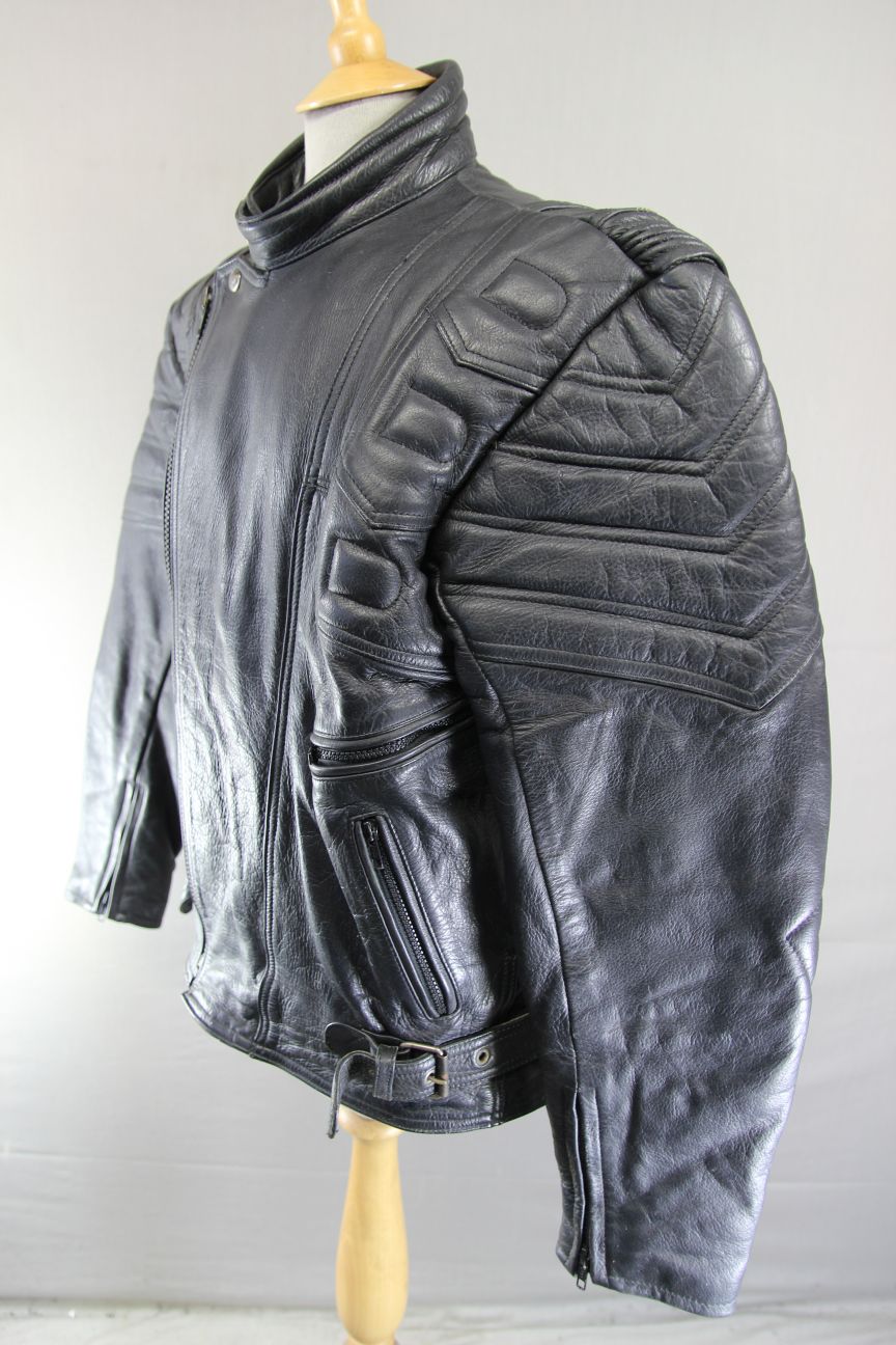 CLASSIC BLACK LEATHER BIKER JACKET 42-44 INCH