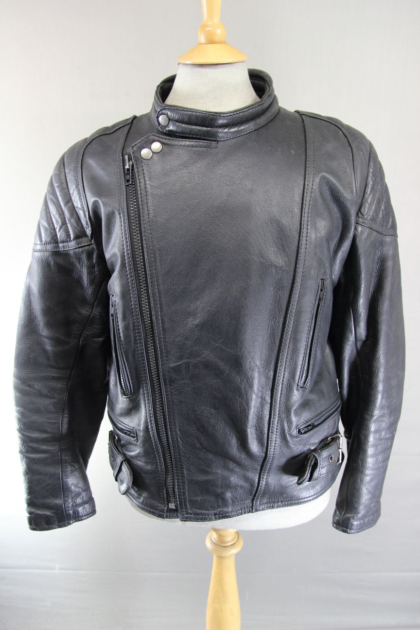 CLASSIC SPORTEX BLACK LEATHER BIKER JACKET 42 INCH