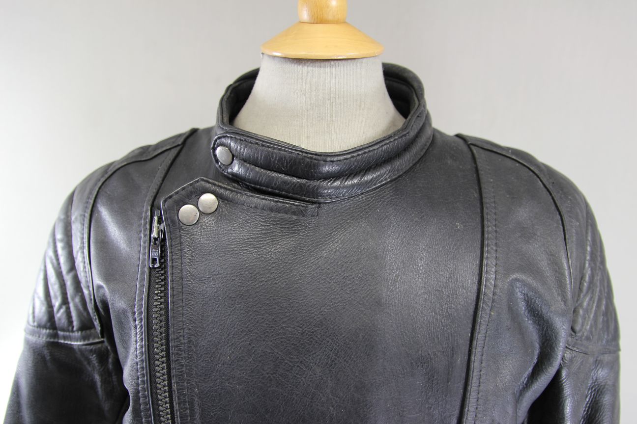 CLASSIC SPORTEX BLACK LEATHER BIKER JACKET 42 INCH