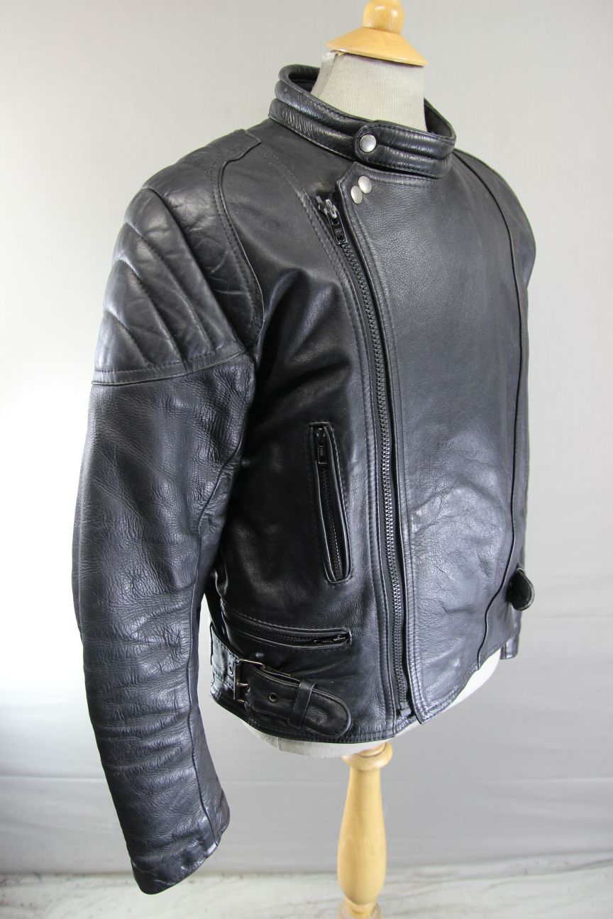 CLASSIC SPORTEX BLACK LEATHER BIKER JACKET 42 INCH