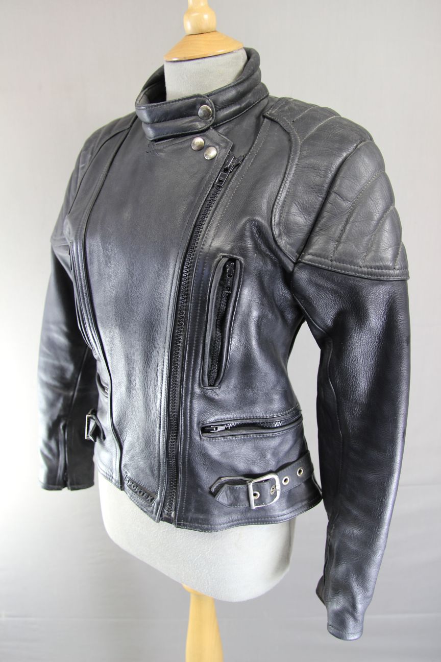 CLASSIC SPORTEX A5 BLACK LEATHER BIKER JACKET: SIZE 10-12/34 INCH CHEST