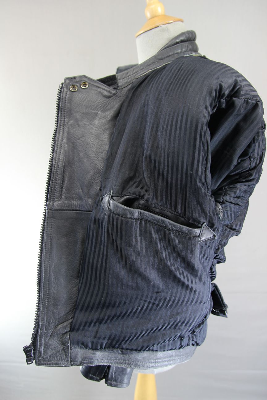 CLASSIC SPORTEX A5 BLACK LEATHER BIKER JACKET: SIZE 10-12/34 INCH CHEST