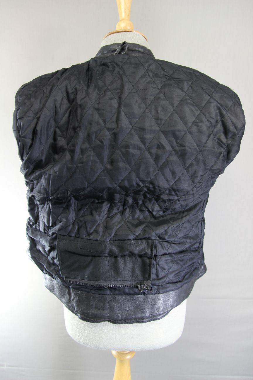 LADIES CLASSIC BLACK LEATHER BIKER JACKET: SIZE 10-12/34 INCH CHEST