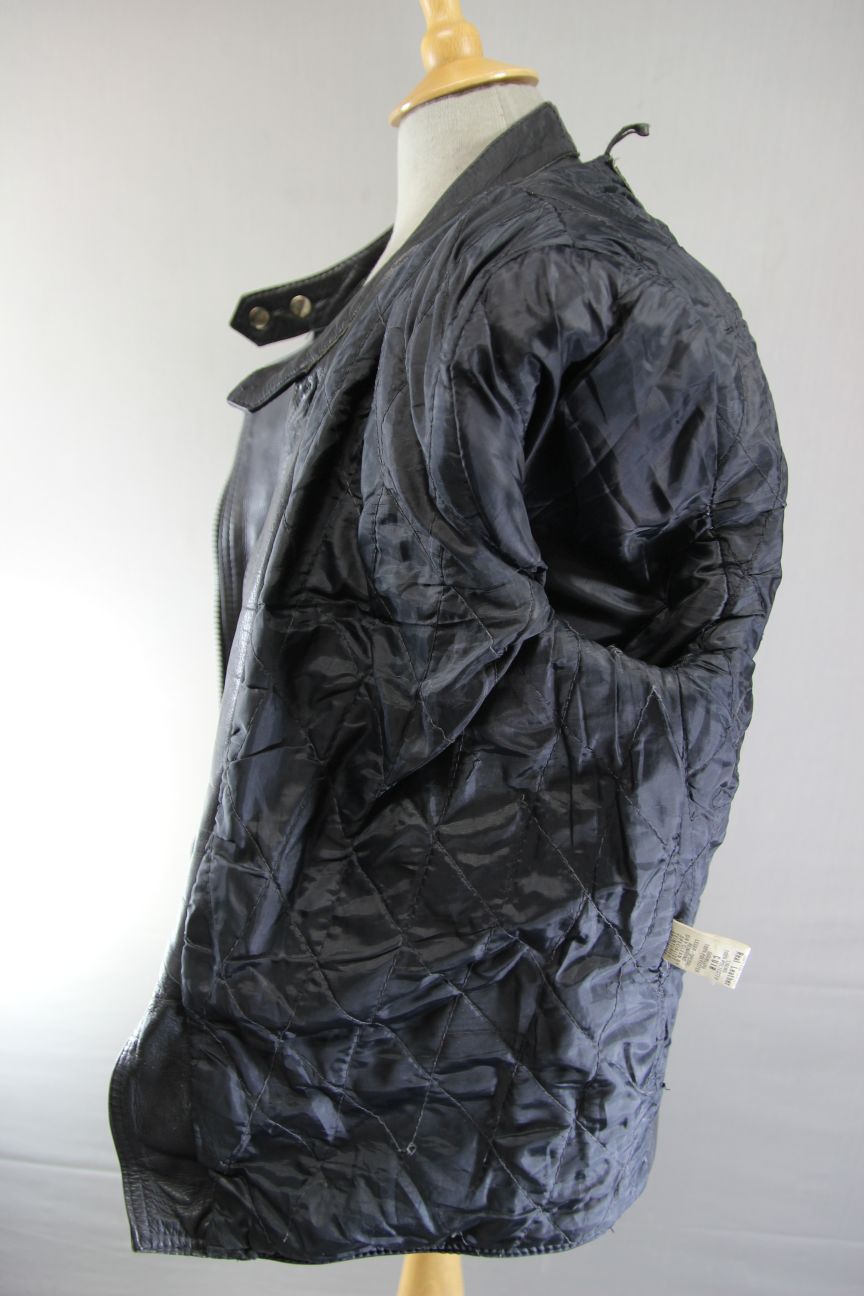VINTAGE BLACK & RED COWHIDE LEATHER BIKER JACKET 40-42 INCH