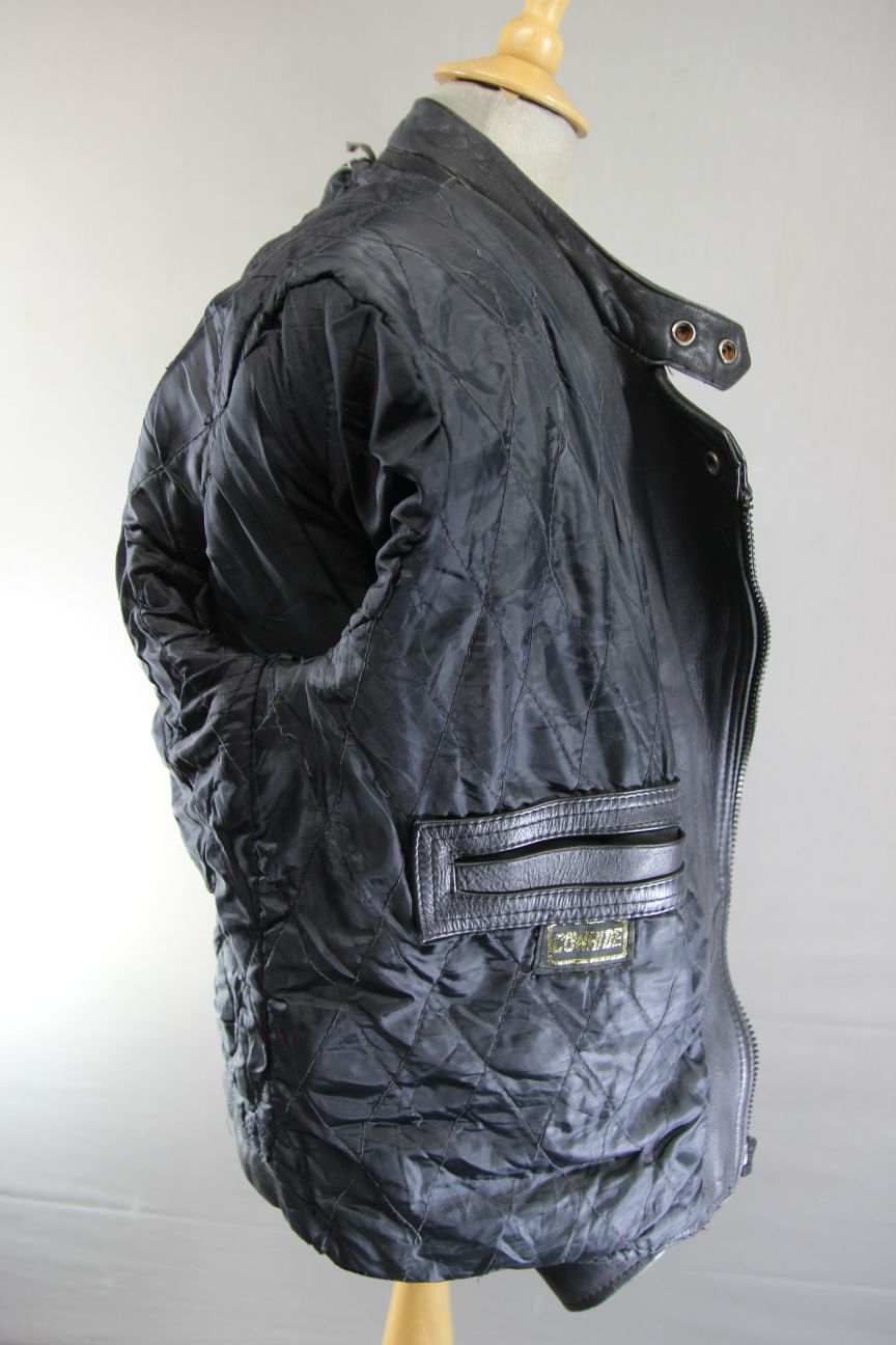 VINTAGE BLACK & RED COWHIDE LEATHER BIKER JACKET 40-42 INCH
