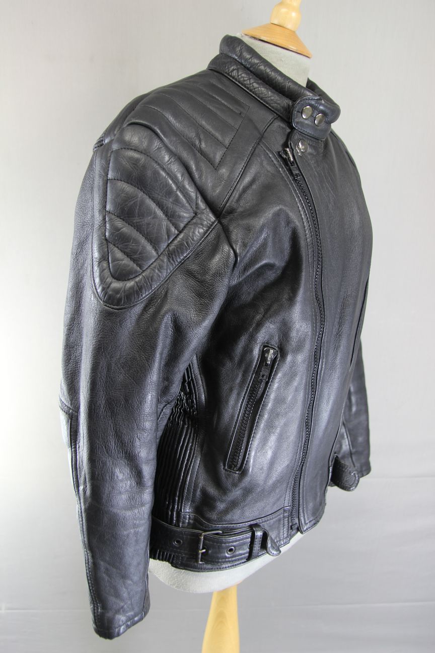 CLASSIC 'TIMELESS' BLACK LEATHER BIKER JACKET 40 INCH/MEDIUM