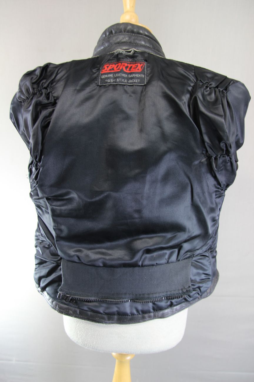 CLASSIC SPORTEX A5 BLACK LEATHER BIKER JACKET: SIZE 12/32-34 INCH CHEST