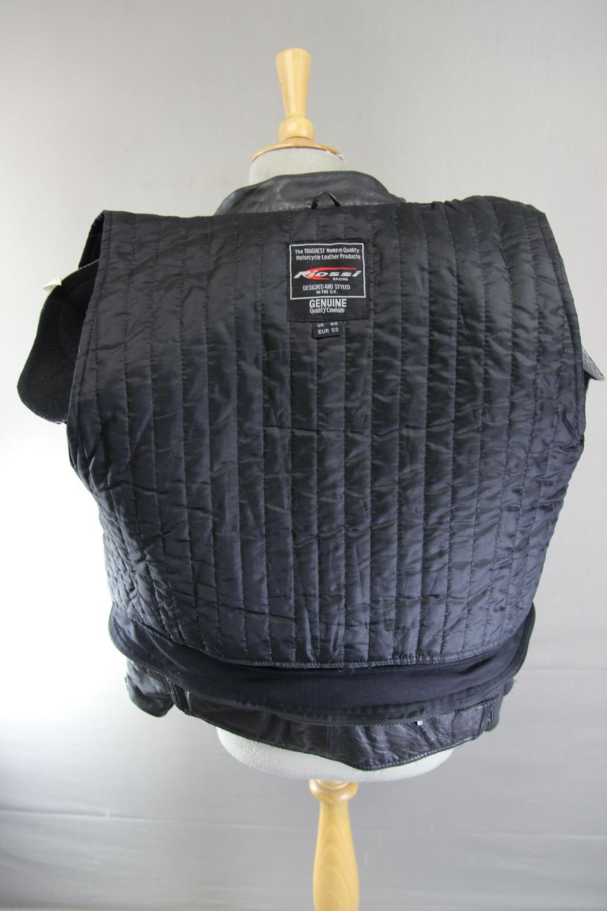 RIOSSI BLACK, WHITE & RED COWHIDE LEATHER BIKER JCKT + ARMOUR/THERMAL LINING 40"