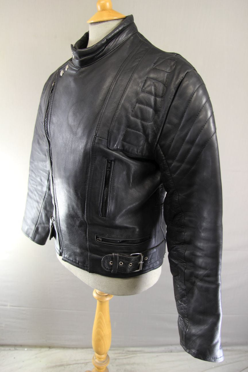 CLASSIC BLACK LEATHER BIKER JACKET 40-42 INCH