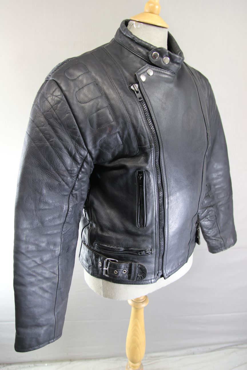 CLASSIC BLACK LEATHER BIKER JACKET 40-42 INCH