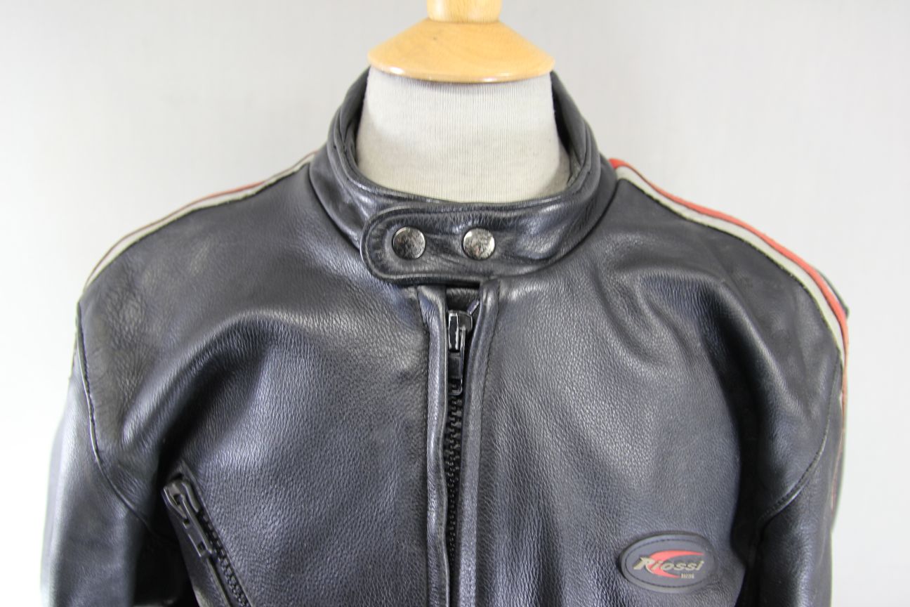 BRITISH MADE RIOSSI RACING CAFE RACER LEATHER BIKER JACKET: 40-42 INCH CHEST