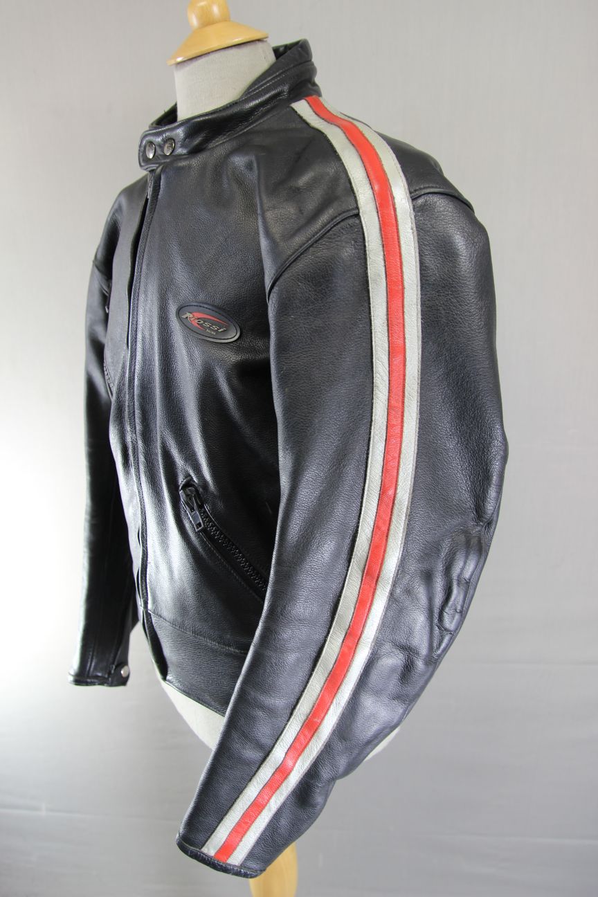 BRITISH MADE RIOSSI RACING CAFE RACER LEATHER BIKER JACKET: 40-42 INCH CHEST