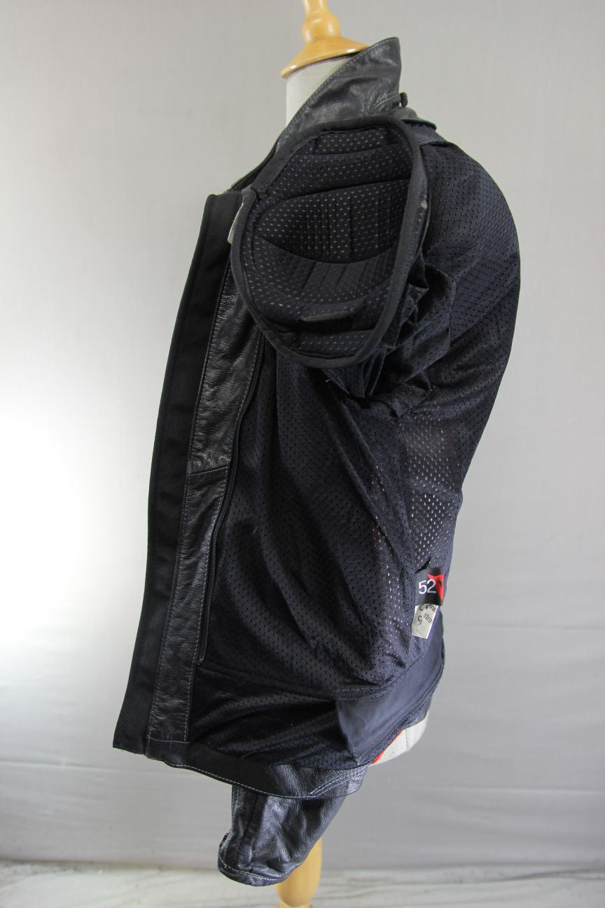 DAINESE BLACK & RED LEATHER BIKER JACKET WITH SHOULDER & ELBOW CE ARMOUR 42 INCH