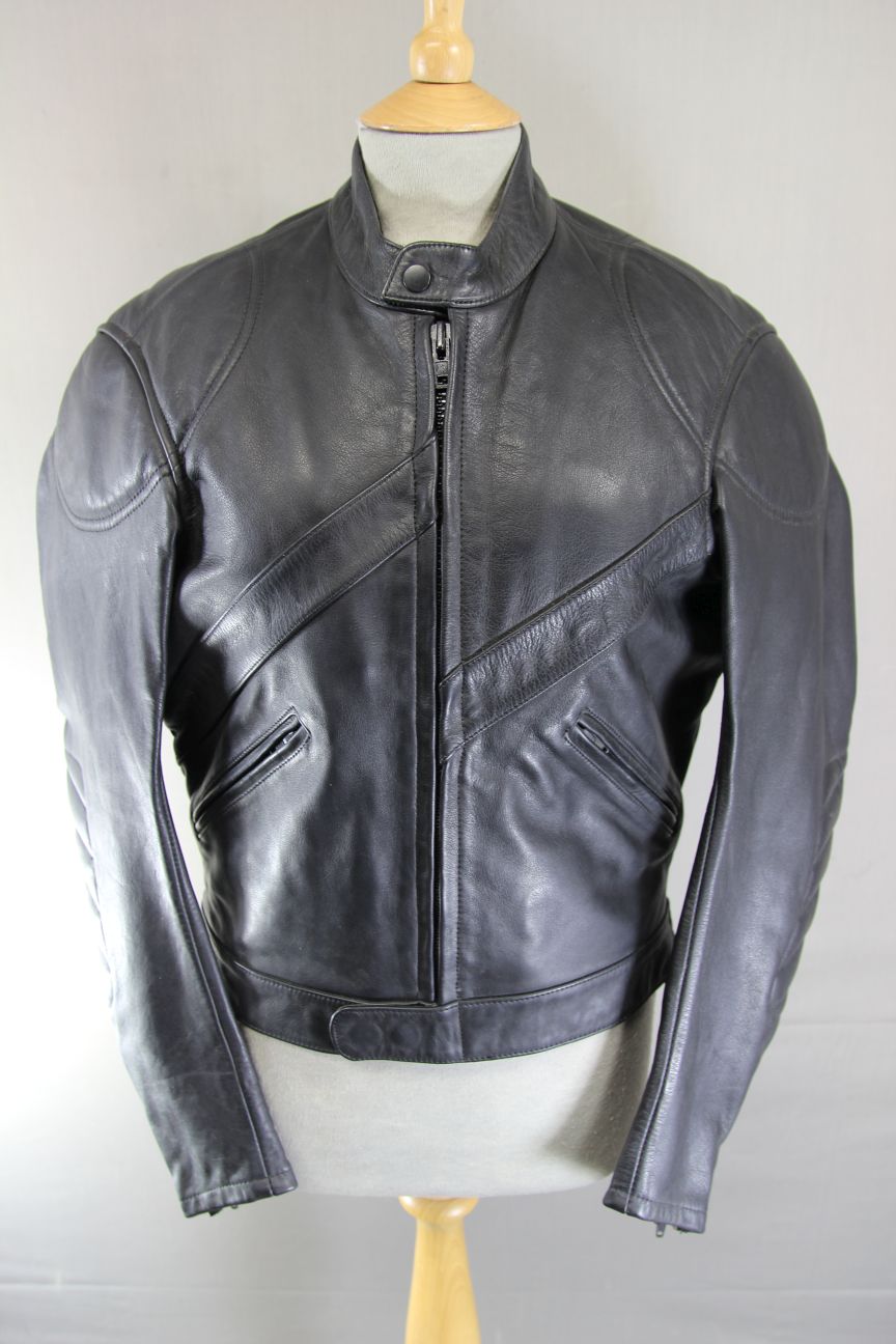 CLASSIC BLACK LEATHER BIKER JACKET 40 INCH CHEST
