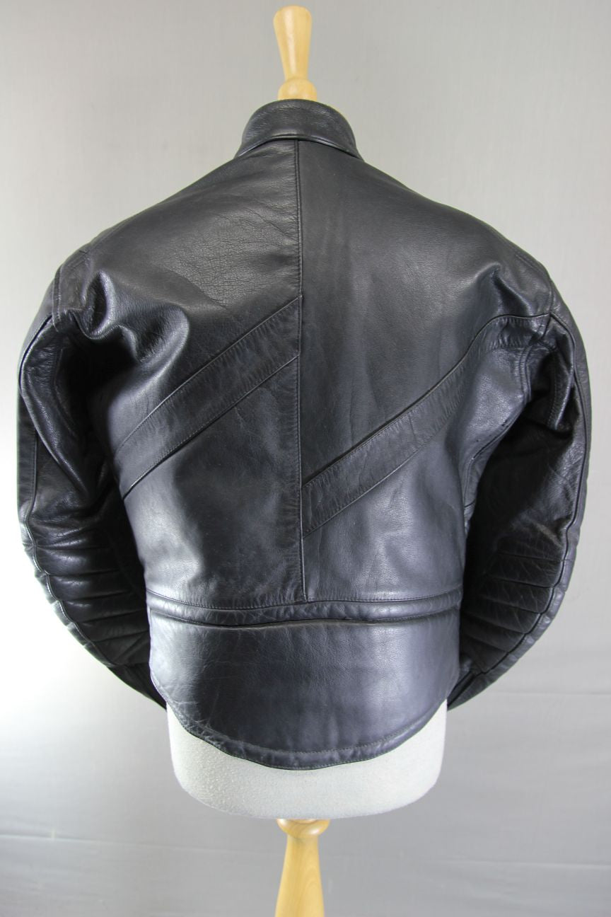 CLASSIC BLACK LEATHER BIKER JACKET 40 INCH CHEST