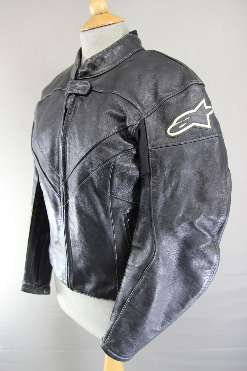 ALPINESTARS STELLA BLACK COW LEATHER BIKER JACKET WITH THERMAL LINING: SIZE 12