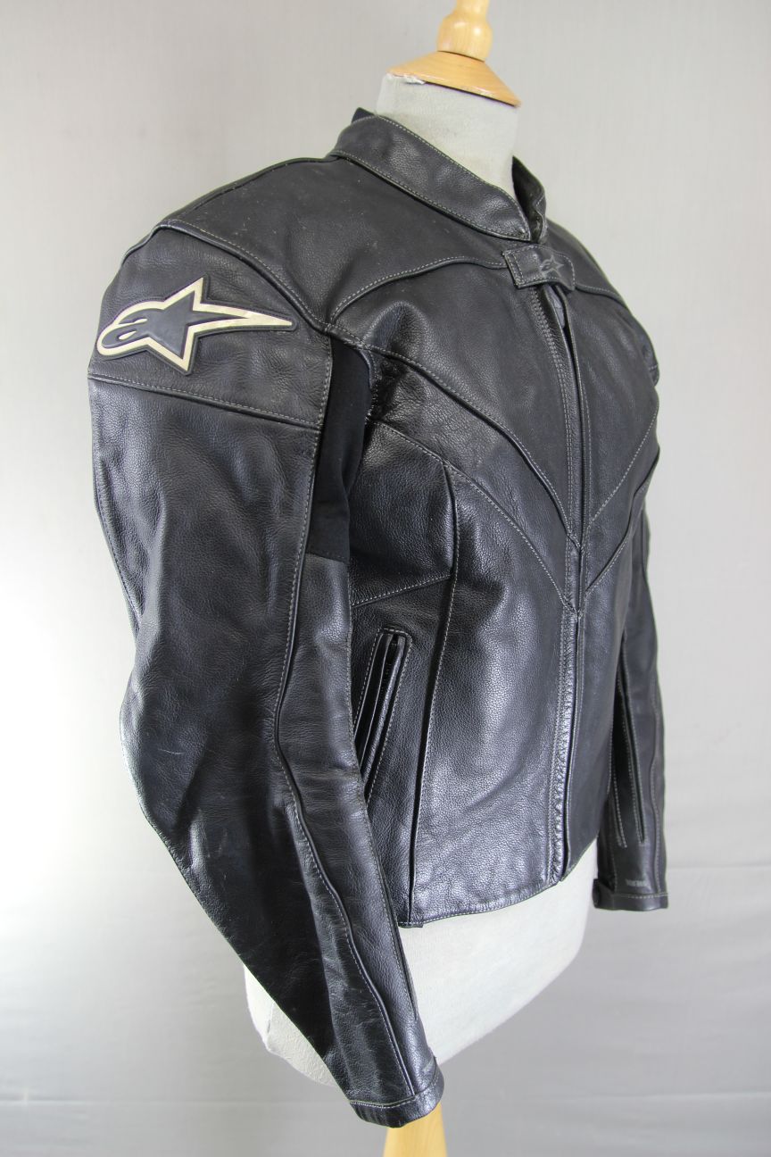 ALPINESTARS STELLA BLACK COW LEATHER BIKER JACKET WITH THERMAL LINING: SIZE 12