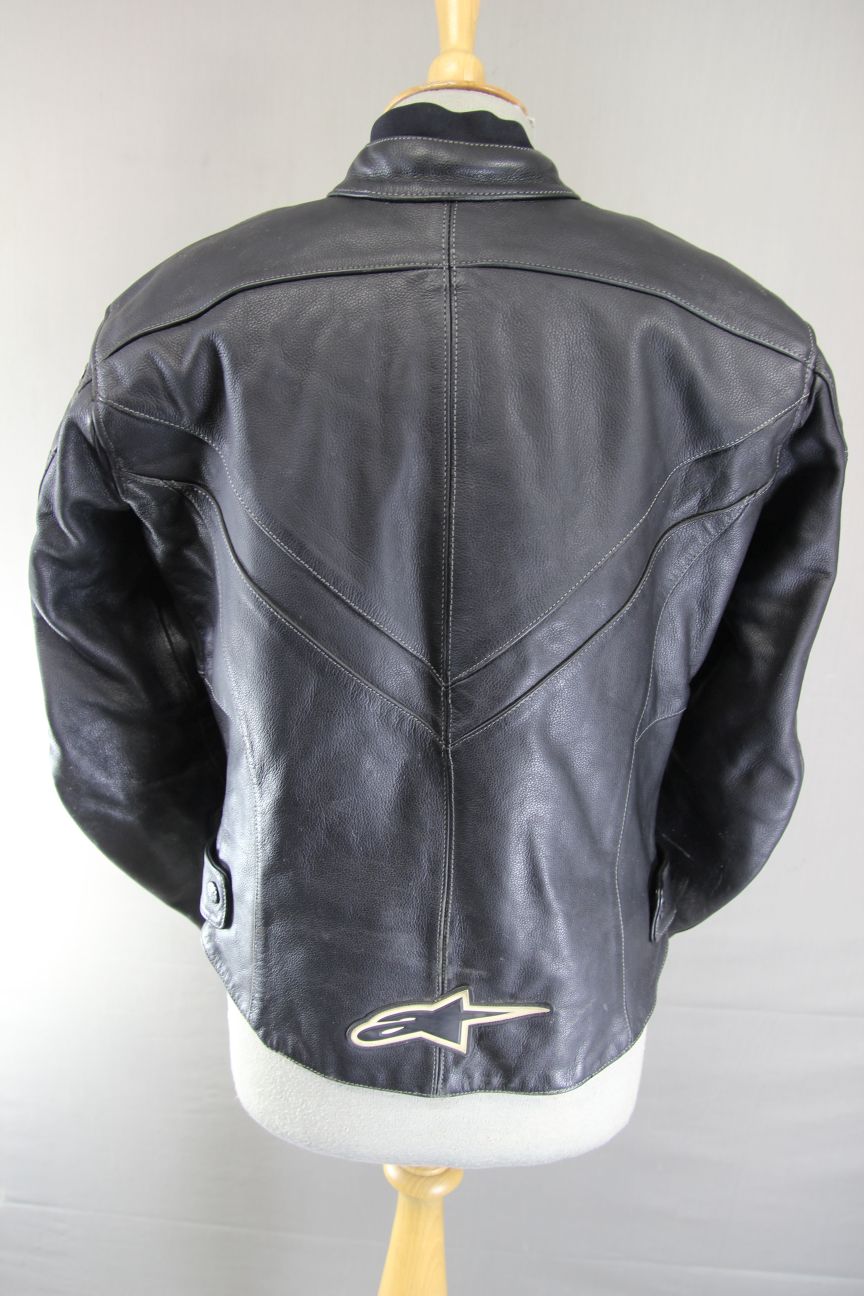 ALPINESTARS STELLA BLACK COW LEATHER BIKER JACKET WITH THERMAL LINING: SIZE 12