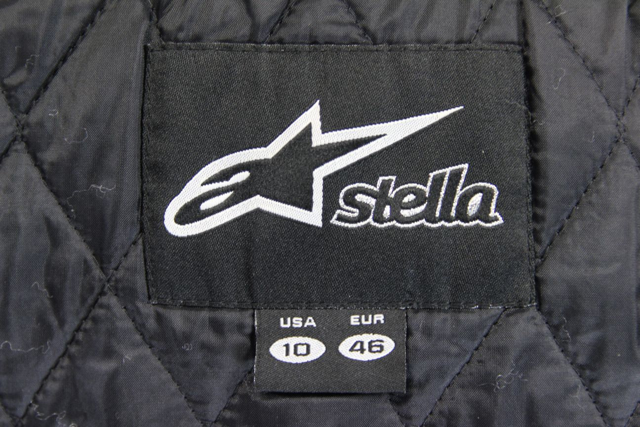 ALPINESTARS STELLA BLACK COW LEATHER BIKER JACKET WITH THERMAL LINING: SIZE 12