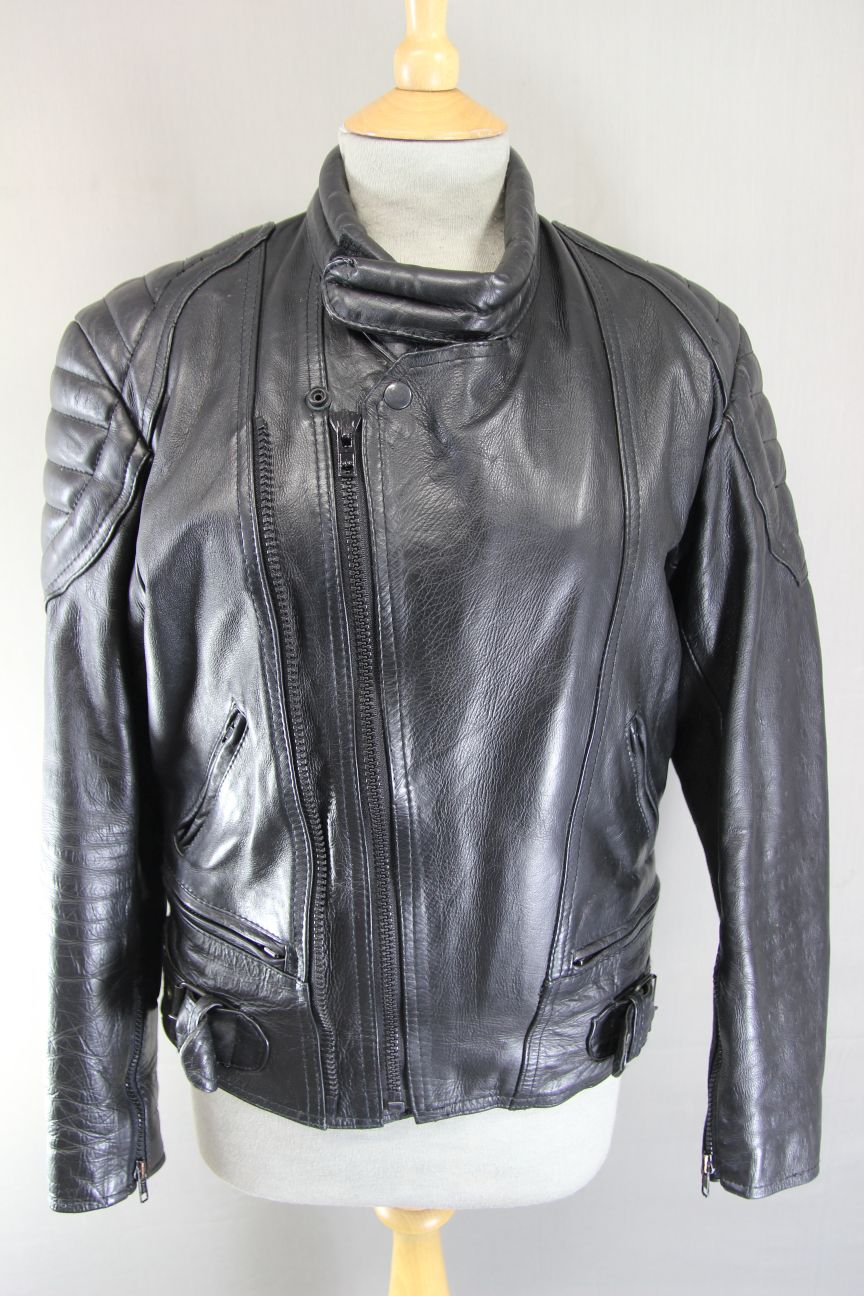 CLASSIC SKIN BLACK COWHIDE LEATHER BIKER JACKET 36-38 INCH CHEST
