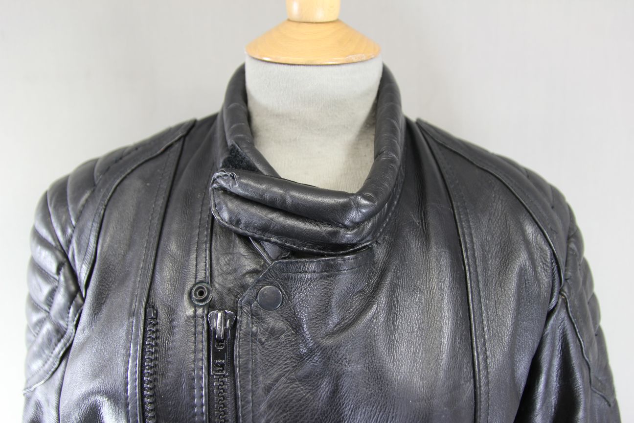 CLASSIC SKIN BLACK COWHIDE LEATHER BIKER JACKET 36-38 INCH CHEST