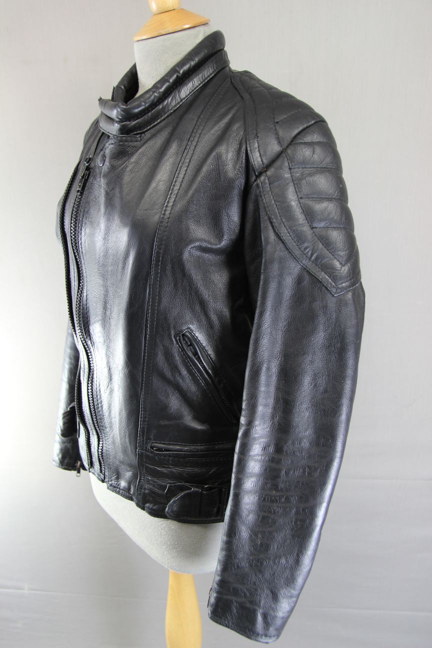 CLASSIC SKIN BLACK COWHIDE LEATHER BIKER JACKET 36-38 INCH CHEST