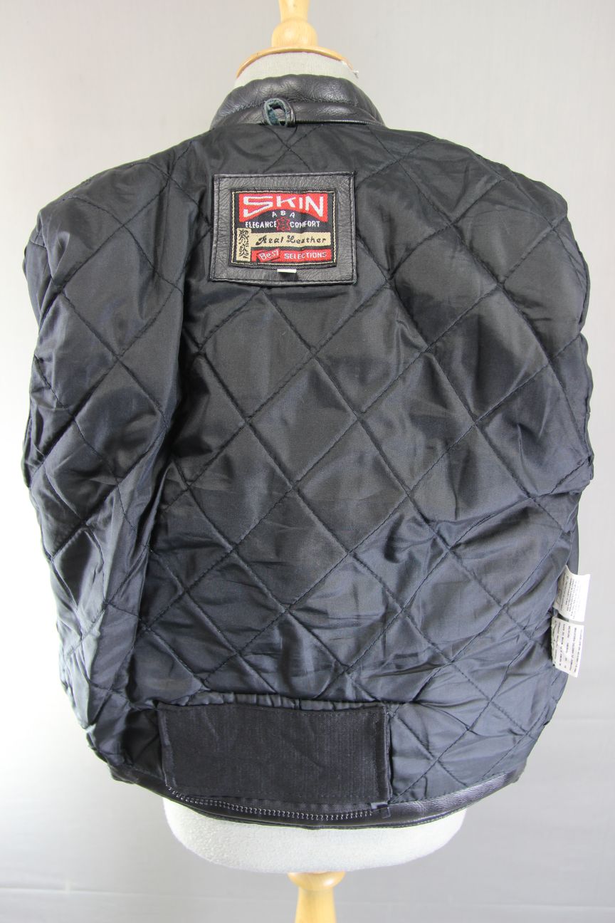 CLASSIC SKIN BLACK COWHIDE LEATHER BIKER JACKET 36-38 INCH CHEST