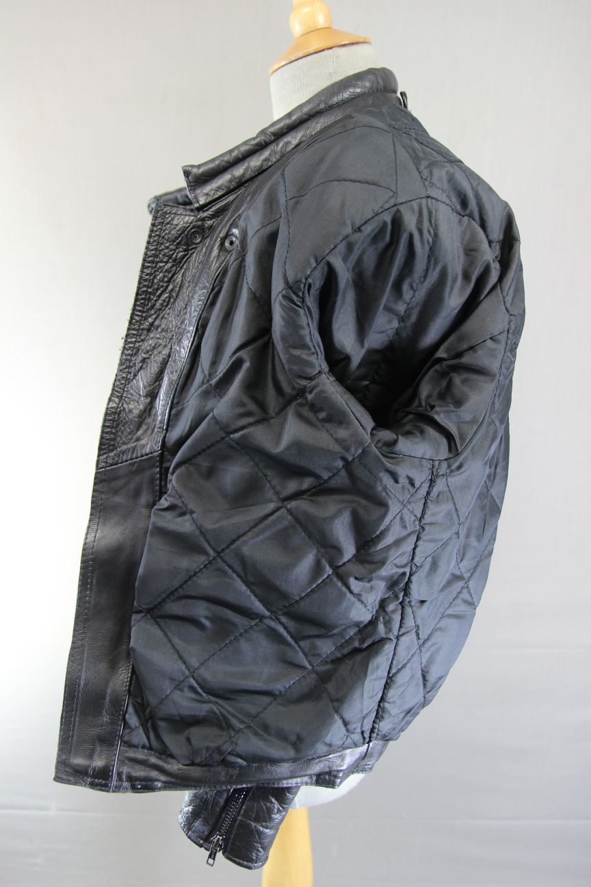 CLASSIC SKIN BLACK COWHIDE LEATHER BIKER JACKET 36-38 INCH CHEST