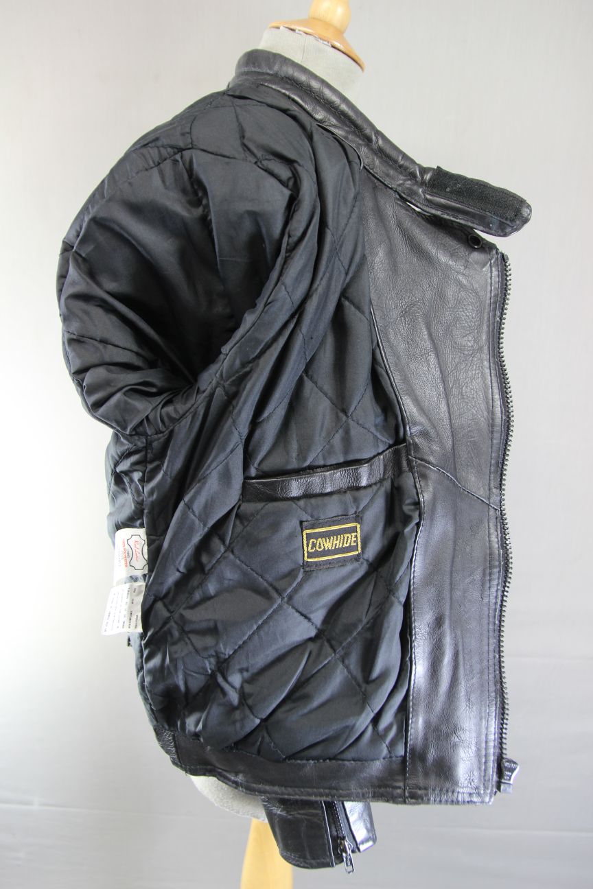 CLASSIC SKIN BLACK COWHIDE LEATHER BIKER JACKET 36-38 INCH CHEST