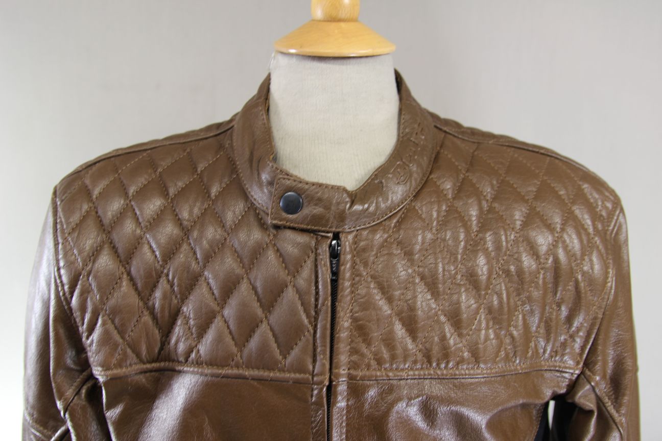 COURSE 'BOOMER' BROWN BUFFALO LEATHER BIKER JACKET WITH CE ARMOUR 42 INCH/LARGE